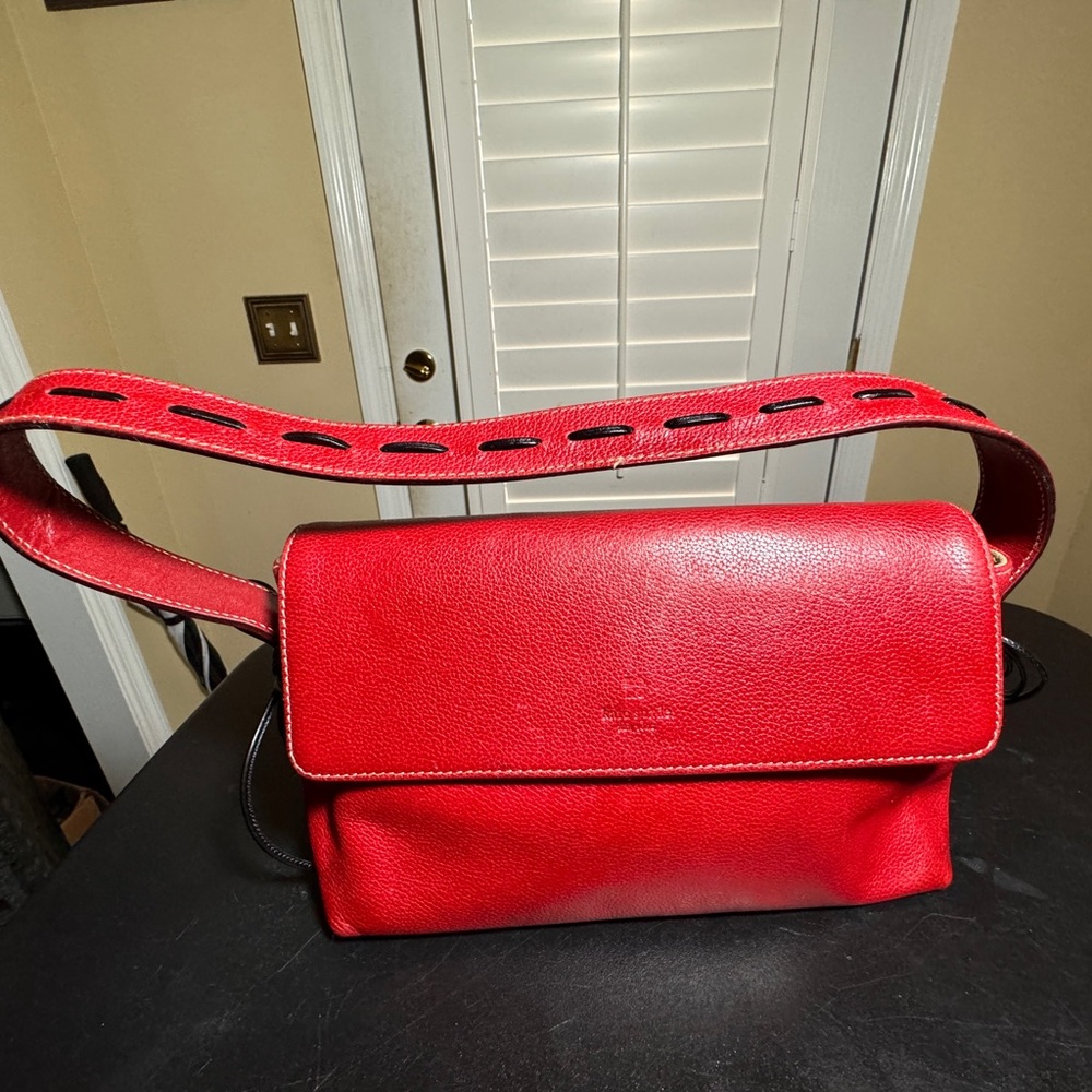 Kate Spade red with black leather lace handle shoulder bag - Picture 10 of 10